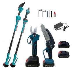 Aku sada 3v1 nůžky a pilka + teleskopická tyč 200 cm + 2x baterie + příslušenství