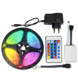 RGB LED pásek - 5m s dálkovým ovladačem - barevný